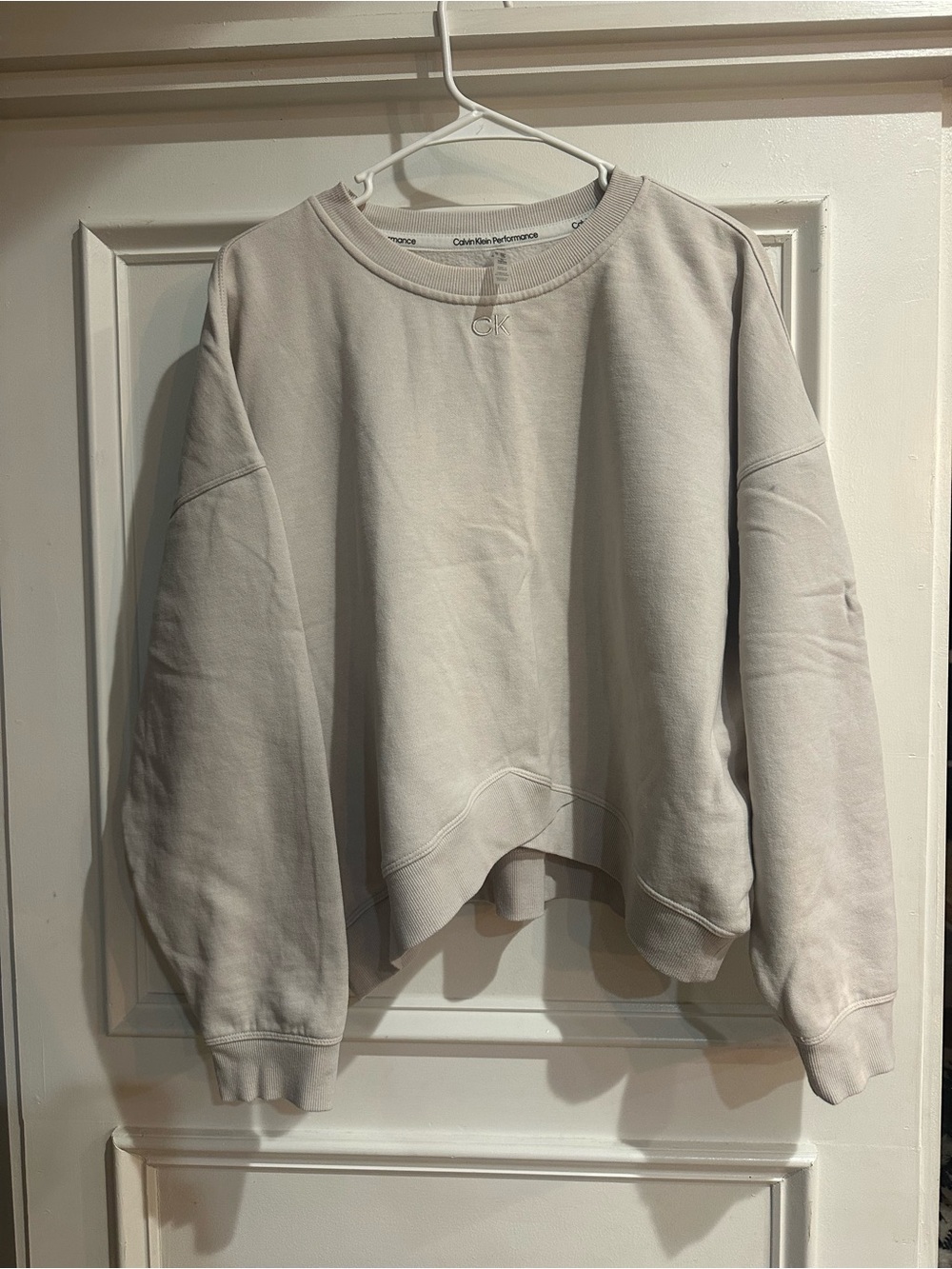 Calvin Klein Performance Women's Pale Gray Boxy Crewneck Sweatshirt